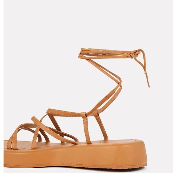 LOEFFLER RANDALL Beau Platform Wrap Tie-Up Sandals in Nude ANTHROPOLOGIE - Picture 4 of 11